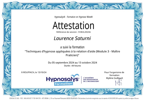 Accueil diplome hypnose
